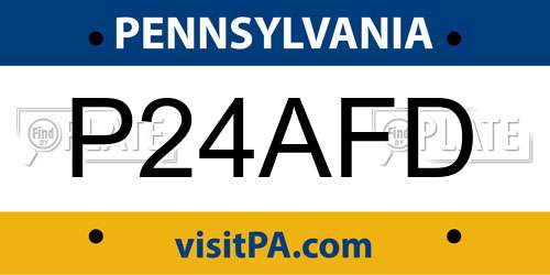 P24AFD Pennsylvania License Plate