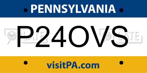 P24OVS Pennsylvania License Plate