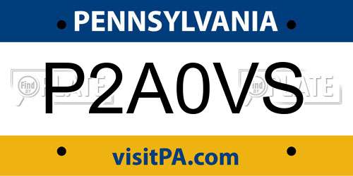 P2A0VS Pennsylvania License Plate
