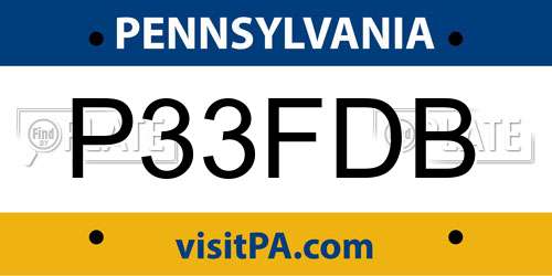 P33FDB Pennsylvania License Plate