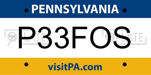 P33FOS Pennsylvania License Plate