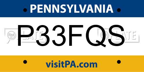 P33FQS Pennsylvania License Plate