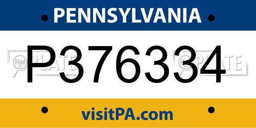 P376334 Pennsylvania License Plate