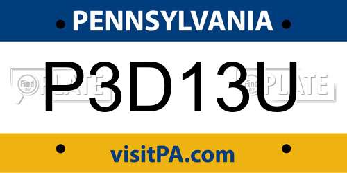 P3D13U Pennsylvania License Plate