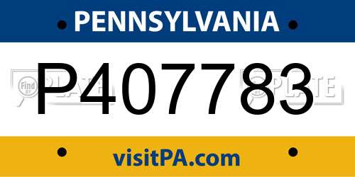 P407783 Pennsylvania License Plate