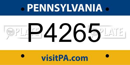 P4265 Pennsylvania License Plate