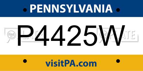 P4425W Pennsylvania License Plate