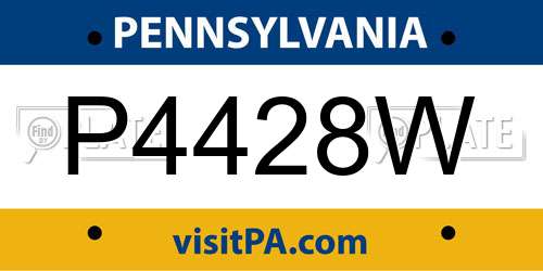 P4428W Pennsylvania License Plate