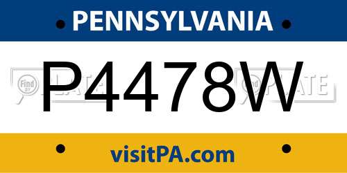 P4478W Pennsylvania License Plate