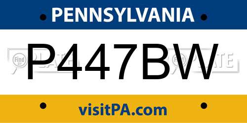 P447BW Pennsylvania License Plate