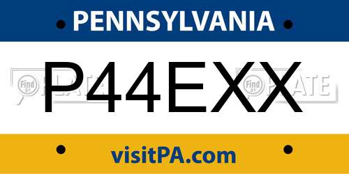 P44EXX Pennsylvania License Plate