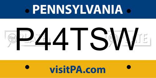 P44TSW Pennsylvania License Plate