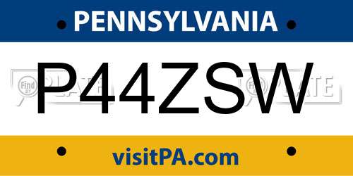 P44ZSW Pennsylvania License Plate