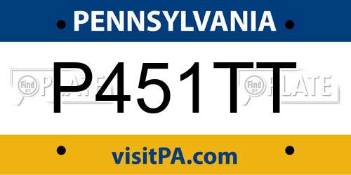 P451TT Pennsylvania License Plate