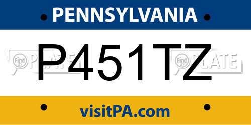 P451TZ Pennsylvania License Plate