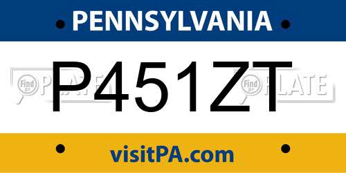 P451ZT Pennsylvania License Plate