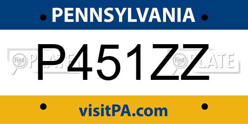 P451ZZ Pennsylvania License Plate