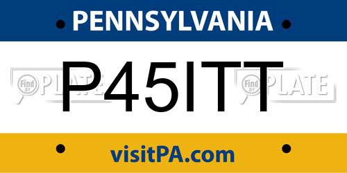 P45ITT Pennsylvania License Plate