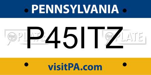 P45ITZ Pennsylvania License Plate