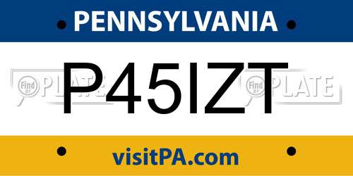P45IZT Pennsylvania License Plate