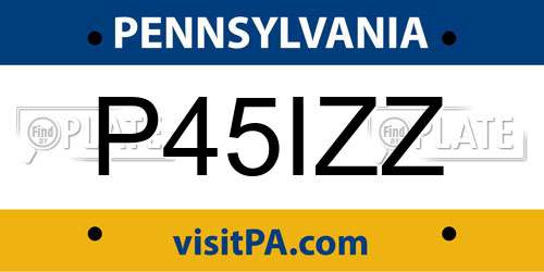 P45IZZ Pennsylvania License Plate