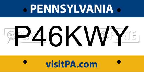 P46KWY Pennsylvania License Plate