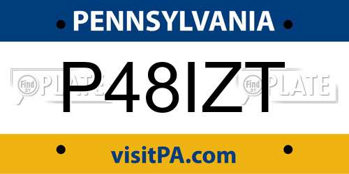 P48IZT Pennsylvania License Plate