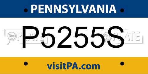 P5255S Pennsylvania License Plate