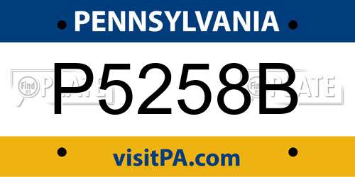 P5258B Pennsylvania License Plate