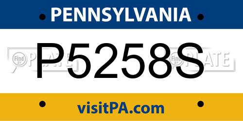 P5258S Pennsylvania License Plate