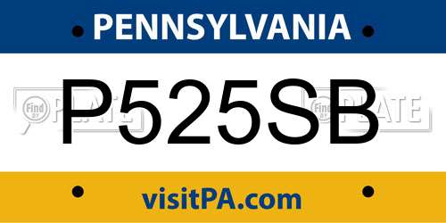 P525SB Pennsylvania License Plate