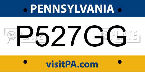 P527GG Pennsylvania License Plate