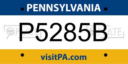 P5285B Pennsylvania License Plate