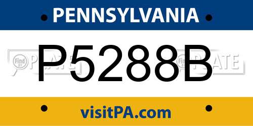 P5288B Pennsylvania License Plate