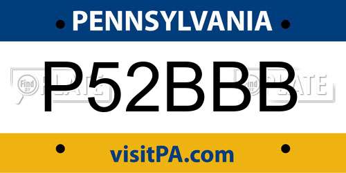 P52BBB Pennsylvania License Plate
