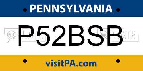 P52BSB Pennsylvania License Plate