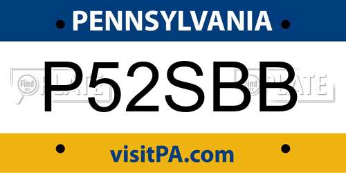 P52SBB Pennsylvania License Plate