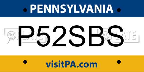 P52SBS Pennsylvania License Plate