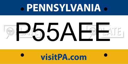 P55AEE Pennsylvania License Plate