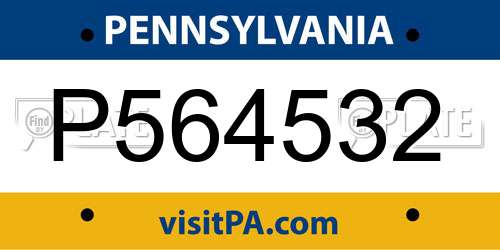 P564532 Pennsylvania License Plate