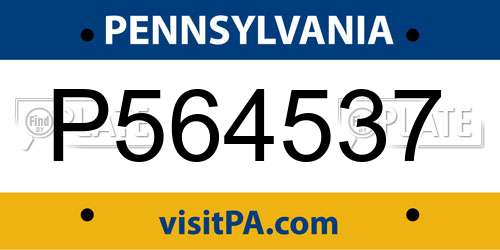P564537 Pennsylvania License Plate