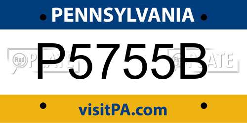 P5755B Pennsylvania License Plate