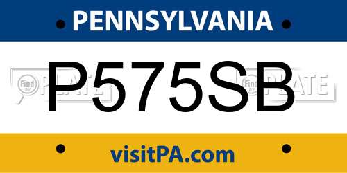 P575SB Pennsylvania License Plate