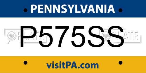 P575SS Pennsylvania License Plate