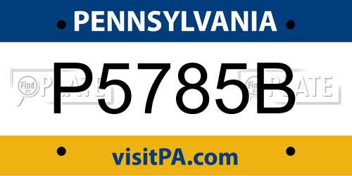 P5785B Pennsylvania License Plate