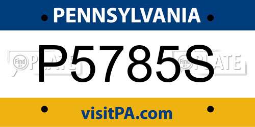 P5785S Pennsylvania License Plate