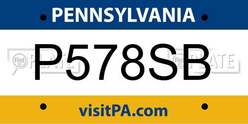P578SB Pennsylvania License Plate