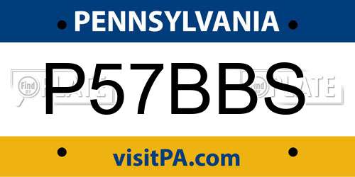 P57BBS Pennsylvania License Plate