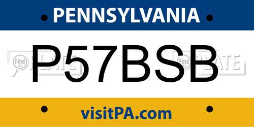 P57BSB Pennsylvania License Plate