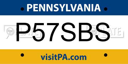P57SBS Pennsylvania License Plate